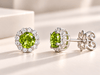 Bông tai đá quý tự nhiên halo Peridot 5mm - AME Jewllery