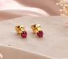 Bông tai đá quý tự nhiên 4mm ruby vàng 14K - AME Jewellery