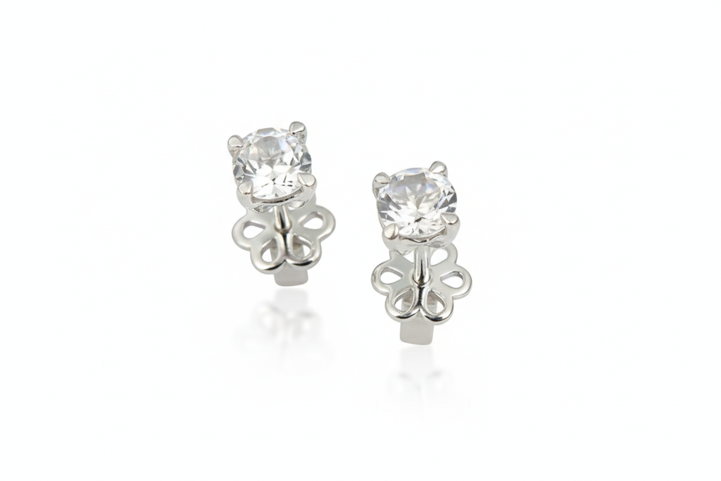 Bông tai Đá quý thiên nhiên White Topaz Silver Earrings in Sterling Silver by AME Jewellery