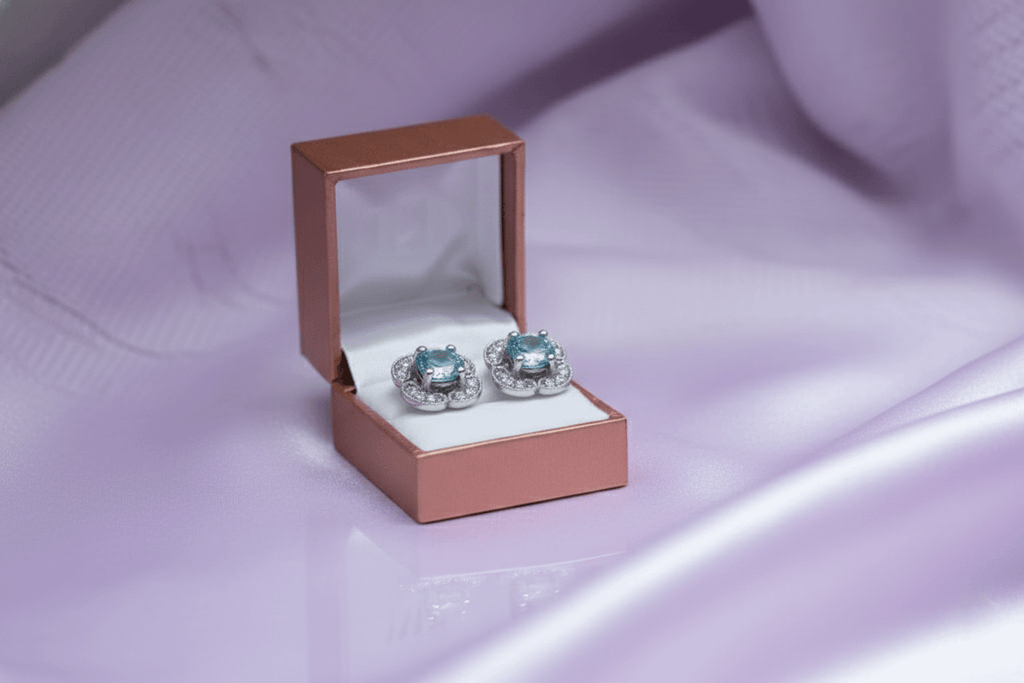 Natural Blue Topaz Earrings in Sterling Silver by AME Jewellery.