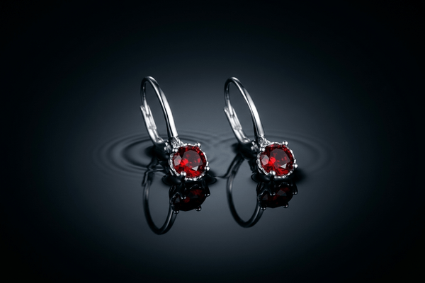 Natural Red Garnet Drop Earrings in Sterling Silver - AME Jewellery
