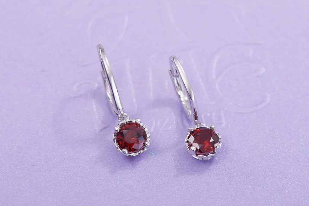 Bông tai Đá quý tự nhiên Red Garnet Earrings in Sterling Silver by AME Jewellery