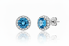 Bông tai Đá quý tự nhiên Blue Topaz Silver Halo Earrings in Sterling Silver by AME Jewellery