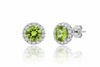 Bông tai Đá quý thiên nhiên Peridot Halo Earrings in Sterling Silver by AME Jewellery