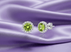 Bông tai Đá quý thiên nhiên Peridot Halo Earrings in Sterling Silver by AME Jewellery