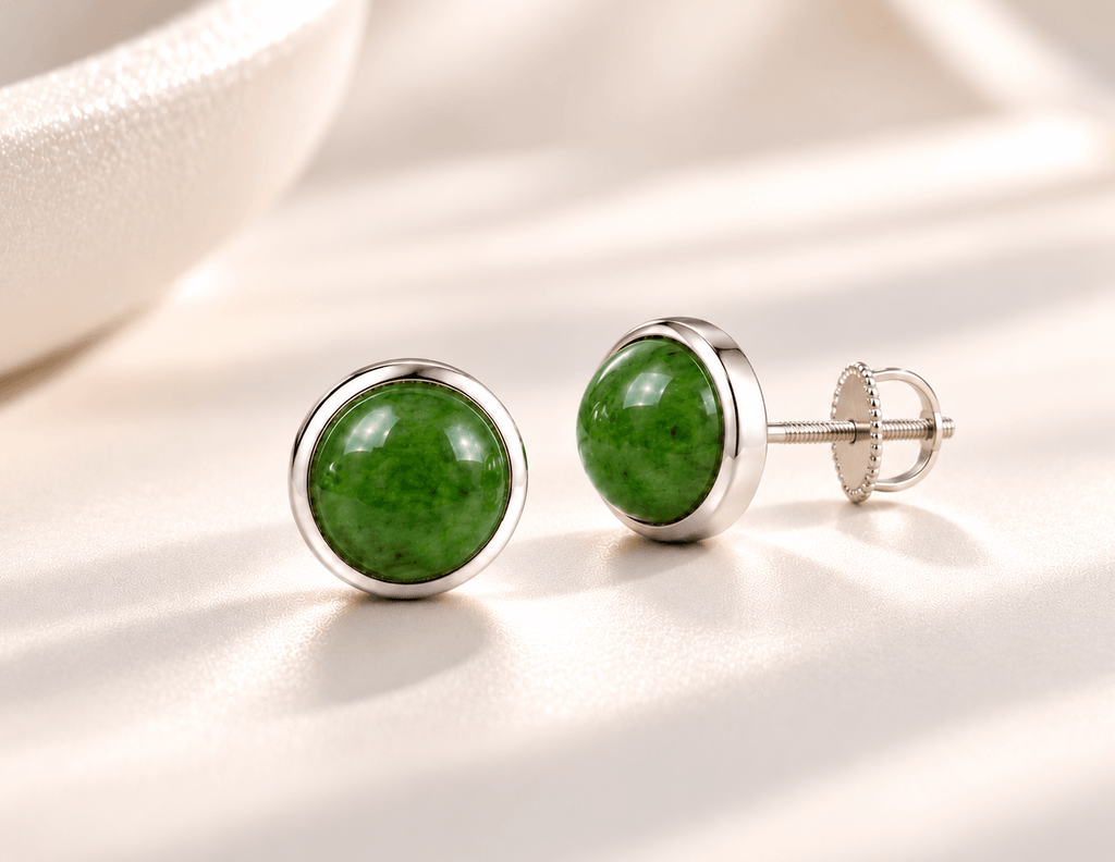 Bông tai bạc cao cấp Nerphite bán cầu 7mm- AME Jewellery. 