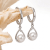 White Freshwater Pearl Huggie Hoop Earrings in Sterling Silver by AME Jewellery
