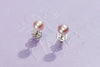 Boucles d'oreilles à tige avec perles d'eau douce lavande et bouton de en argent sterling - AME Jewellery
