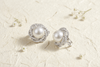 Bông tai Ngọc trai trắng White Freshwater Pearl Halo Nest Earrings by AME Jewellery