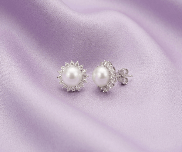 Bông tai Ngọc trai nuôi nước ngọt trắng - AME Jewellery