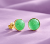 bông tai vàng 14K cẩm thạch thiên nhiên bán cầu - AME Jewellery