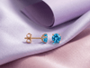 5mm Natural Blue Topaz 4-Prong Earrings in 14K Yellow Gold by AME Jewellery.
