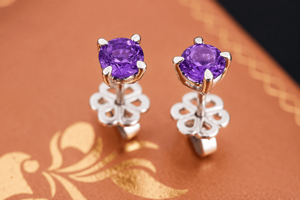 Boucles d'oreilles en argent sterling et améthyste - AME Jewellery