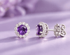 Boucles d'oreilles halo en argent sterling  et améthystes - AME Jewellery
