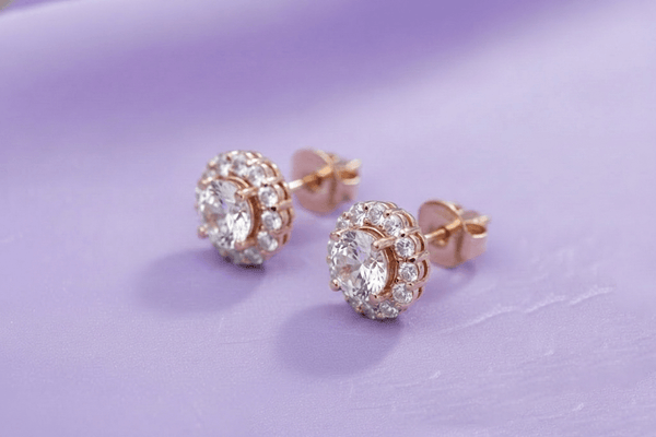 Boucles d'oreilles halo en or jaune 14K et topaze incolore - AME Jewellery