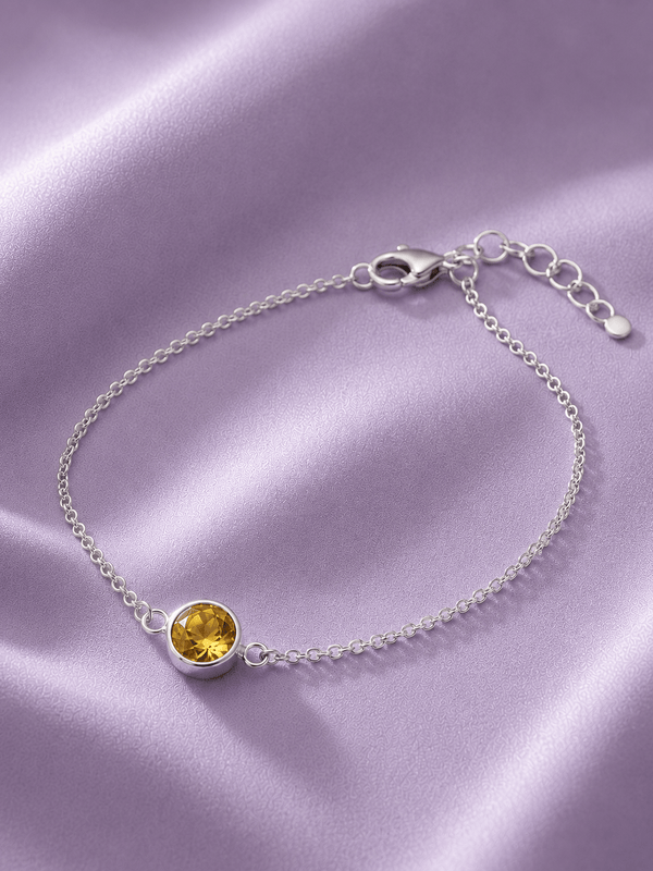 Bracelet solitaire en argent sterling et citrine naturel - AME Jewellery