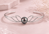 Peacock Freshwater Cultured Pearl Lotus Bangle in Sterling Silver by AME Jewellery