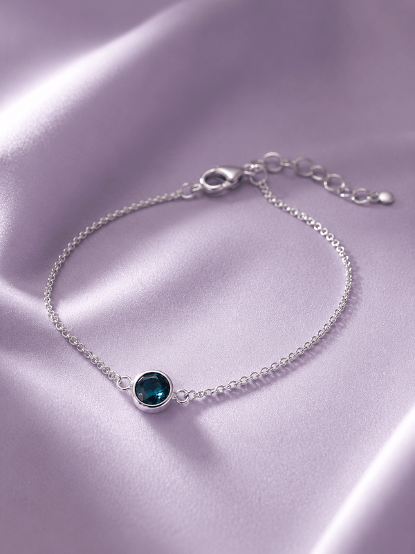Bracelet solitaire en argent sterling et topaze bleue de Londres - AME Jewellery
