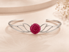 Bracelet jonc en argent sterling avec fleur de rose en rubis - AME Jewellery