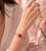 Bracelet jonc en argent sterling avec fleur de rose en rubis - AME Jewellery