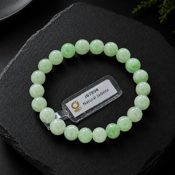 Burmese Green Jadeite Jade Beads Bracelet - AME Jewellery