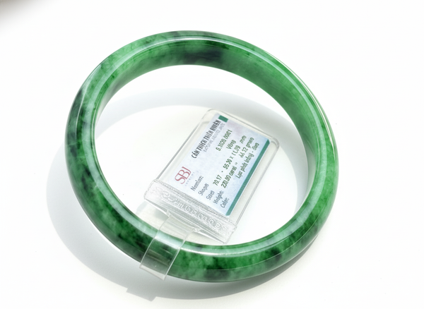 Vòng Cẩm Thạch sơn thuỷ thiên nhiên Miến Điện bản hẹ | Myanmar Natural Jadeite Jade Bangle | AME Jewellery