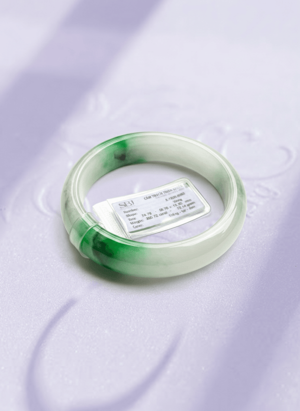 Vòng Cẩm Thạch thiên nhiên Miến Điện bản hẹ | Burmese Jadeite Jade Bangle | AME Jewellery