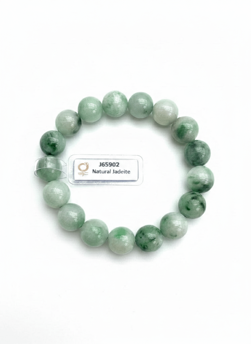 Vòng chuỗi Đá quý thiên nhiên Cẩm thạch - Burmese Green Jadeite Jade Beads Bracelet from AME Jewellery