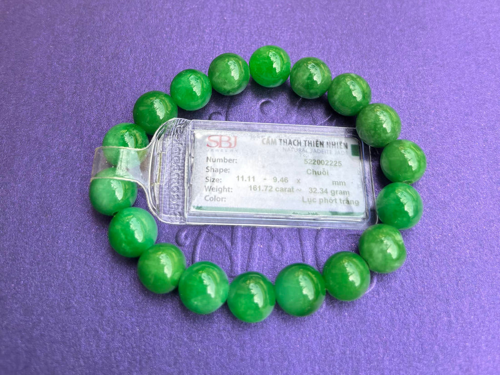 Chuỗi đeo tay đá quý Cẩm Thạch thiên nhiên Miến Điện | Burmese Jadeite Jade Beads Bracelet by AME Jewellery