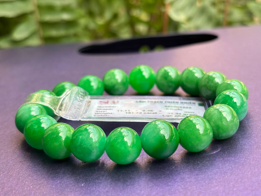 Chuỗi đeo tay đá quý Cẩm Thạch thiên nhiên Miến Điện | Burmese Jadeite Jade Beads Bracelet by AME Jewellery