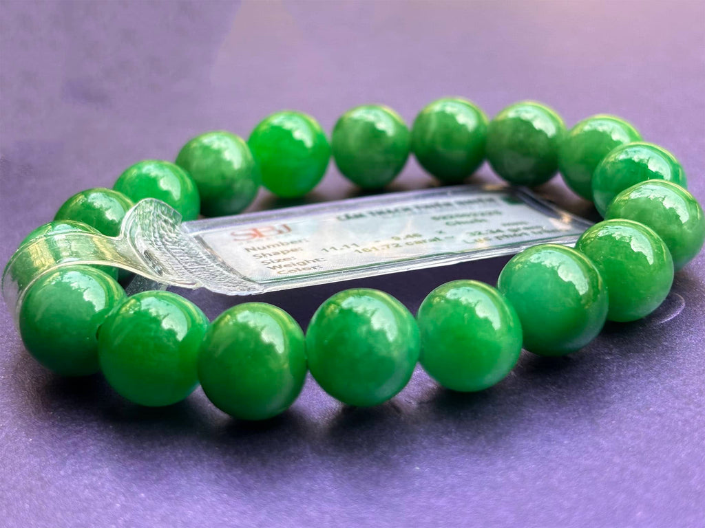 Chuỗi đeo tay đá quý Cẩm Thạch thiên nhiên Miến Điện | Burmese Jadeite Jade Beads Bracelet by AME Jewellery