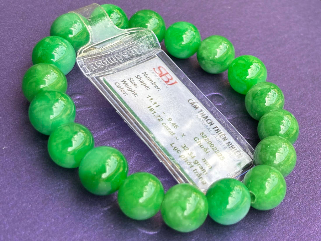 Chuỗi đeo tay đá quý Cẩm Thạch thiên nhiên Miến Điện | Burmese Jadeite Jade Beads Bracelet by AME Jewellery