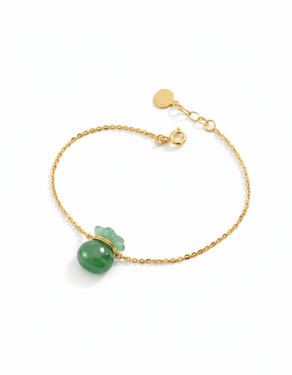Lắc tay Vàng túi tiền Cẩm thạch | Money Bag Jadeite Jade Bracelet in 14K Yellow Gold by AME Jewellery