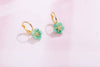 Jadeite Jade Carved Apricot Blossom Earrings 14K Yellow Gold | AME Jewellery