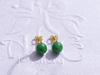 Bông tai Vàng Đá quý Cẩm Thạch thiên nhiên Natural Burmese Jadeite Jade Earrings in 14K Yellow Gold by AME Jewellery