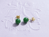 Bông tai Vàng Đá quý Cẩm Thạch thiên nhiên Natural Burmese Jadeite Jade Earrings in 14K Yellow Gold by AME Jewellery