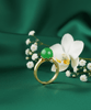 Nhẫn Vàng Đá quý Cẩm Thạch thiên nhiên Natural Burmese Jadeite Jade Ring in 14K Yellow Gold by AME Jewellery