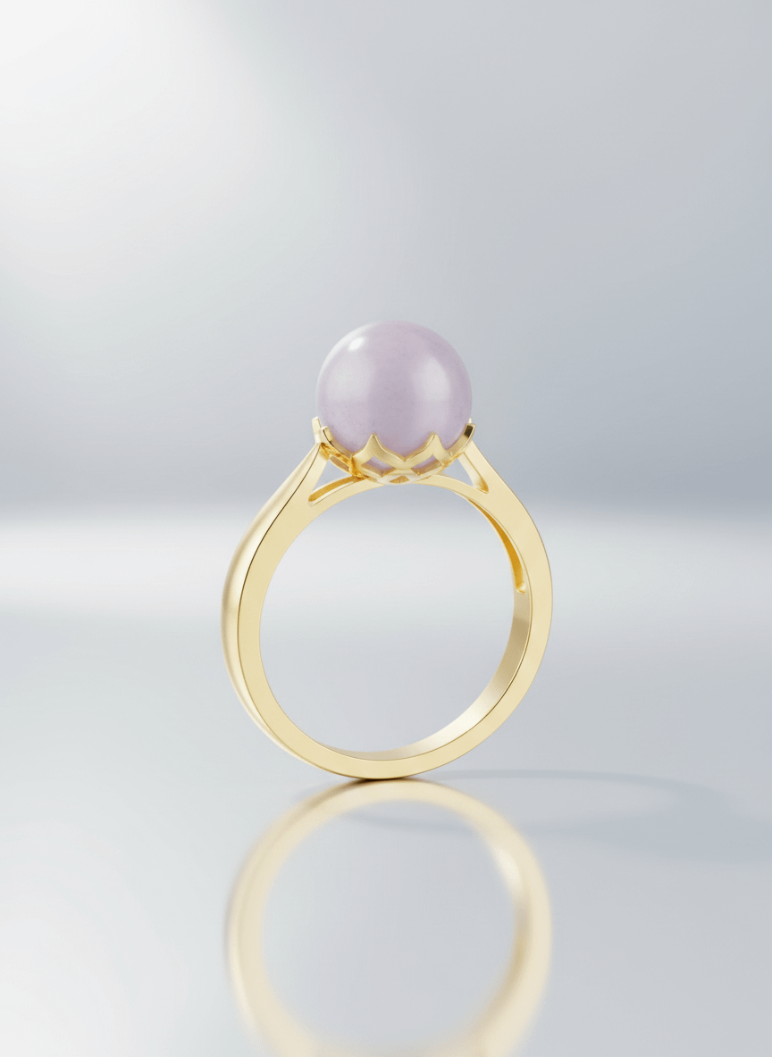 Nhẫn Vàng Đá quý Cẩm Thạch thiên nhiên Natural Burmese Jadeite Jade Ring in 14K Yellow Gold by AME Jewellery