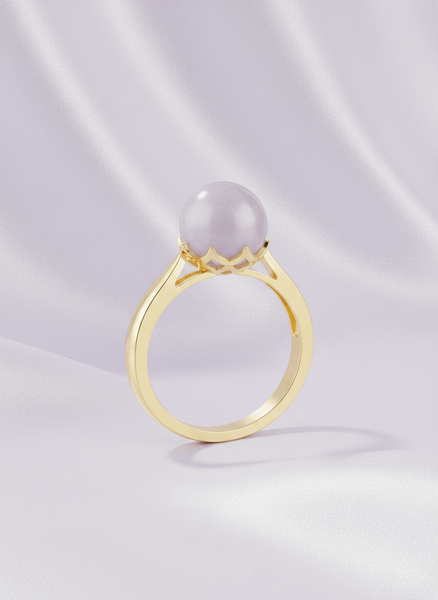 Nhẫn Vàng Đá quý Cẩm Thạch thiên nhiên Natural Burmese Jadeite Jade Ring in 14K Yellow Gold by AME Jewellery