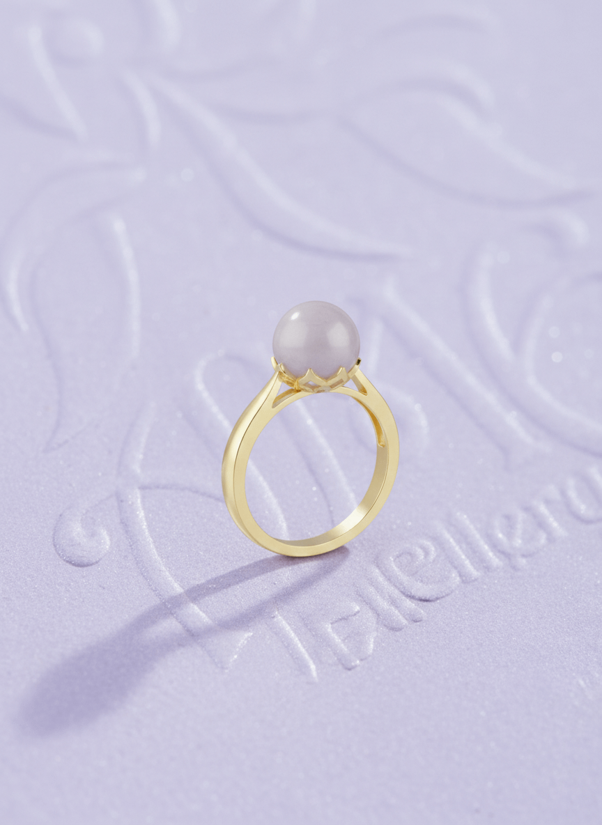 Nhẫn Vàng Đá quý Cẩm Thạch thiên nhiên Natural Burmese Jadeite Jade Ring in 14K Yellow Gold by AME Jewellery