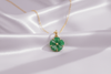 Mặt dây chuyền Vàng Đá quý thiên nhiên Cẩm Thạch Burmese Jadeite Apricot Blossom Flower Pendant Neclace in 14K Yellow Gold by AME Jewellery