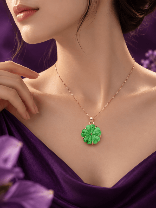Burmese Natural Jadeite Pendant Necklace in 14K Yellow Gold by AME Jewellery.