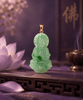 Burmese Natural Jadeite Carving Guanyin Buddha Pendant Necklace in 14K Yellow Gold - AME Jewellery