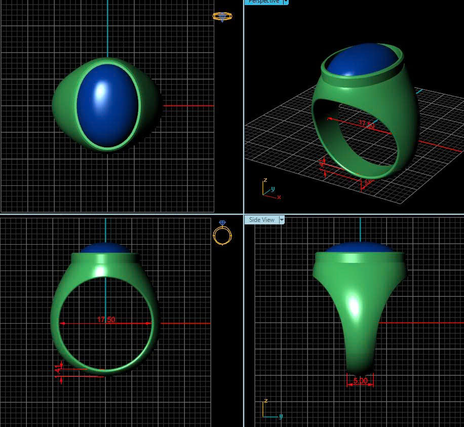 cad signet oval jadeite jade ring for men and women - AME Jewellery