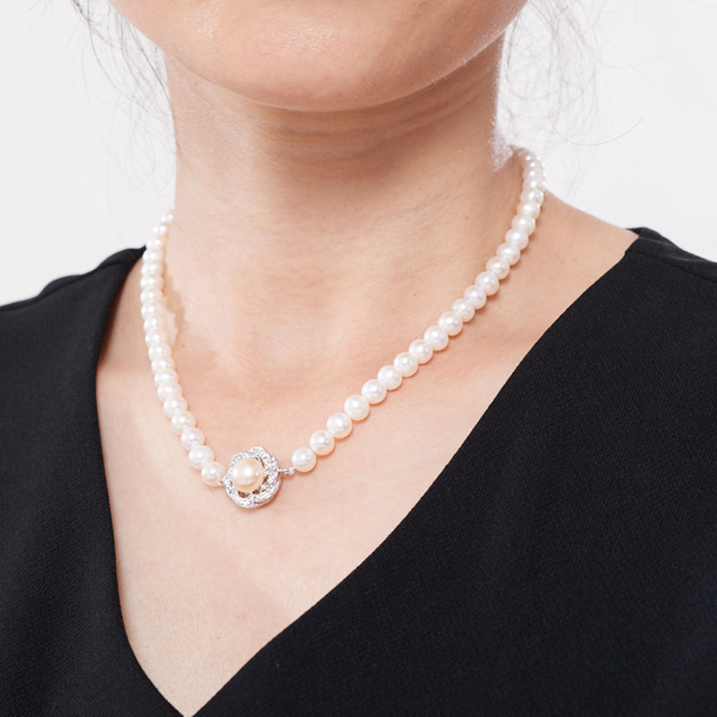 Vòng đeo cổ chuỗi Ngọc trai trắng | White Pearl Strand Necklace by AME Jewellery