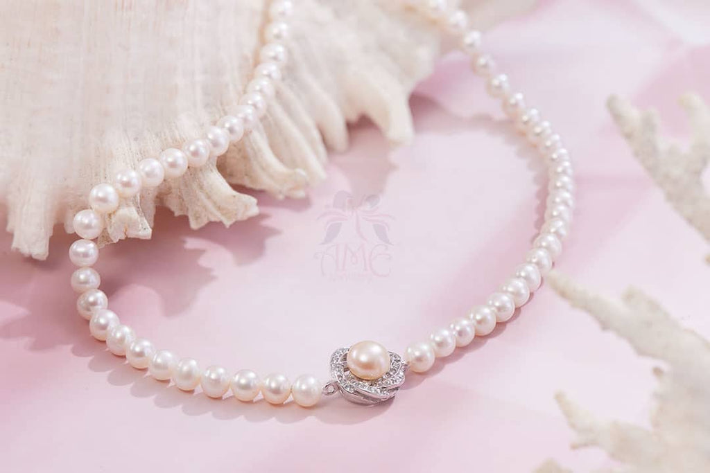 Vòng đeo cổ chuỗi Ngọc trai trắng | White Pearl Strand Necklace by AME Jewellery