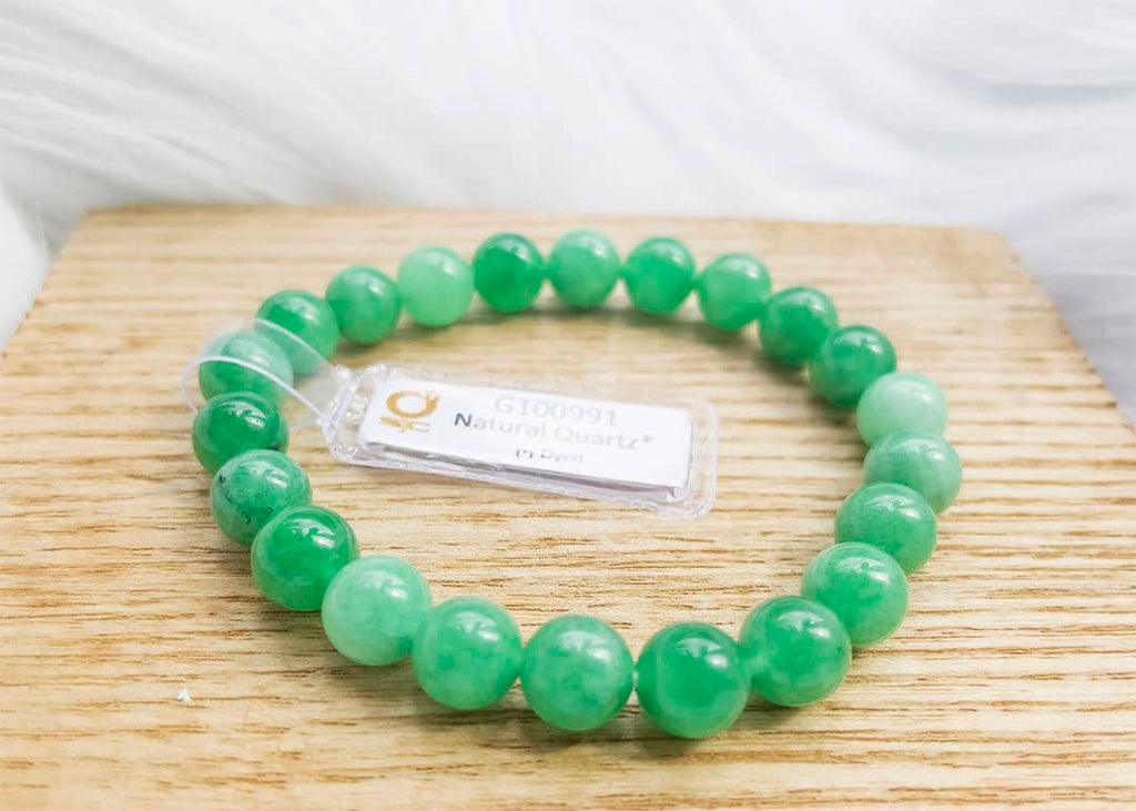 Chuỗi tay Đá quý thiên nhiên Thạch Anh Xanh lục Green Quartz Beads Bracelet