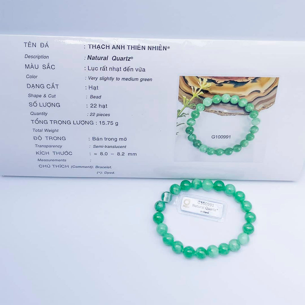 Chuỗi tay Đá quý thiên nhiên Thạch Anh Xanh lục | Green Quartz Beads Bracelet | AME Jewellery