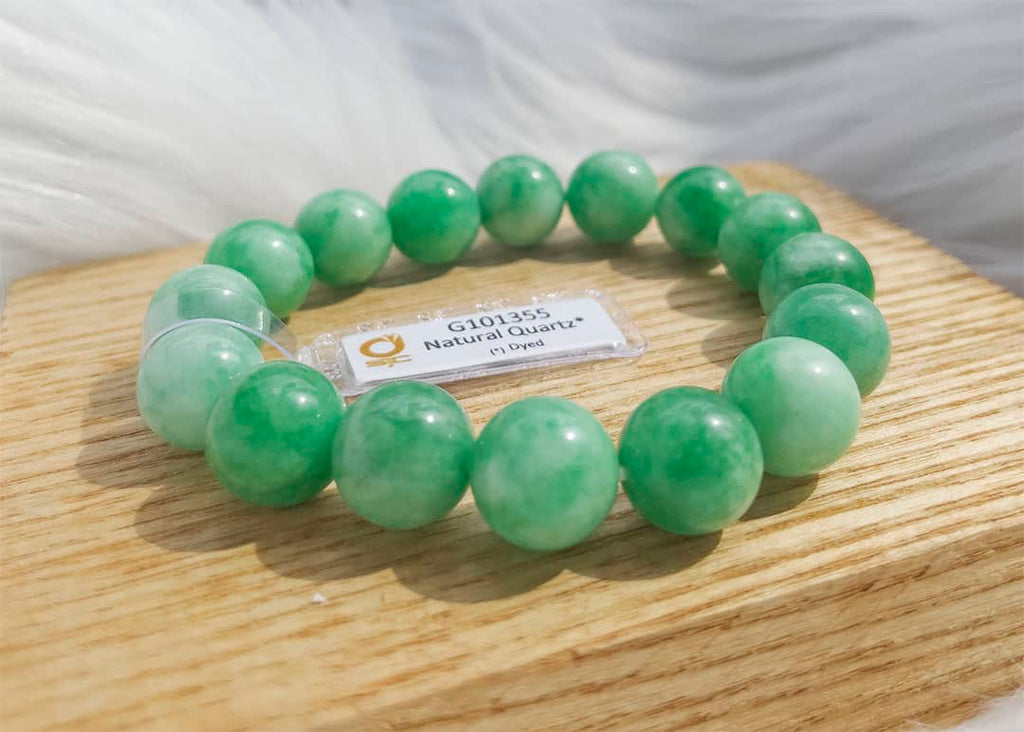 Chuỗi tay Đá quý thiên nhiên Thạch Anh Xanh lục Green Quartz Beads Bracelet 