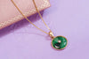 Circle Jadeite Jade Pendant Necklace in 14K Yellow Gold | AME Jewellery